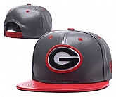 Georgia Bulldogs Team Logo Gray Red Leather Adjustable Hat GS